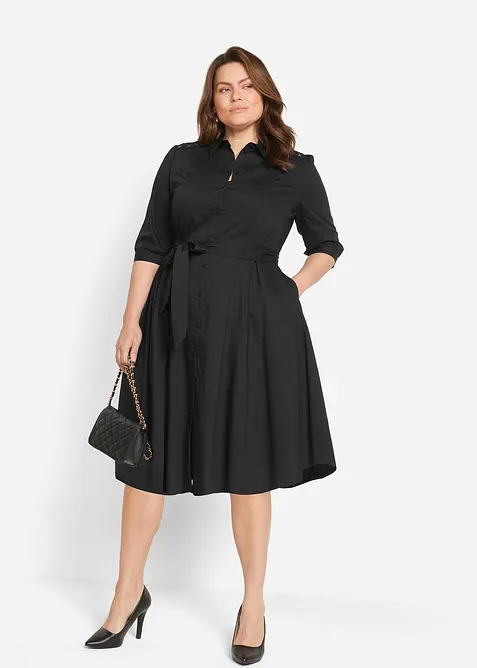 Košilové šaty s krajkou a vázačkou, bonprix