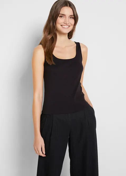 Žebrov&yacute; top z čist&eacute; bavlny, bonprix