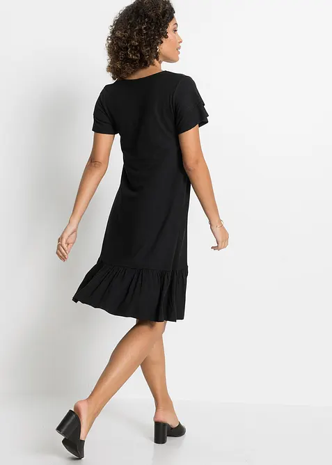 Žerzejové šaty s volánem, z viskózové směsi, bonprix