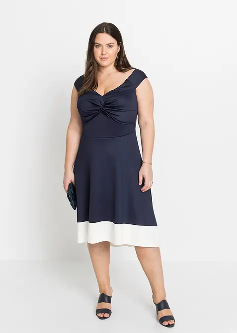 Šaty Carmen s ozdobným uzlem, bonprix