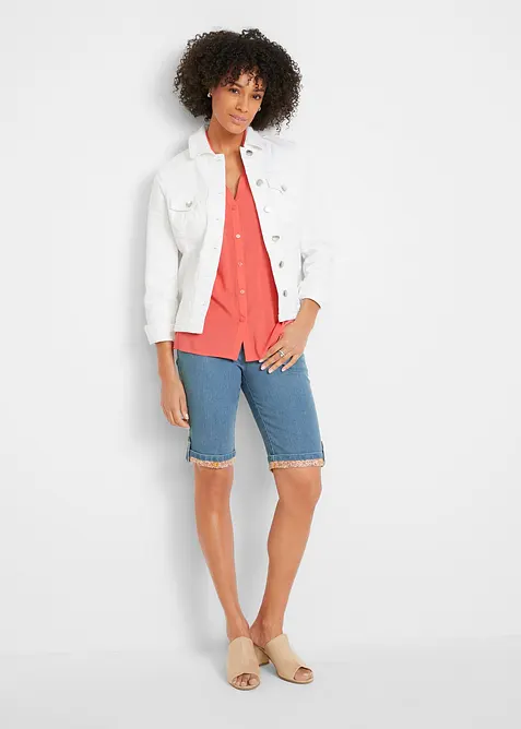 Džínové bermudy s barevným založením, bonprix