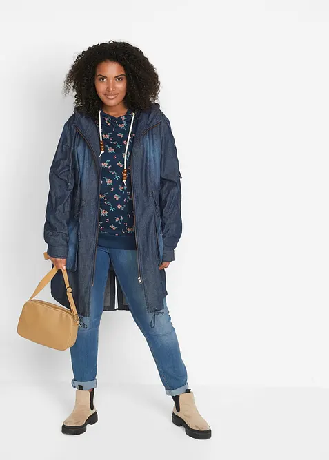 Mikina s kapuc&iacute; a tkaničkami, z čist&eacute; bavlny, bonprix