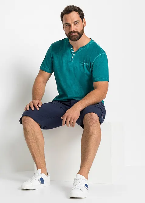 Henley tričko se sepran&yacute;m vzhledem a kr&aacute;tk&yacute;m ruk&aacute;vem, z čist&eacute; organick&eacute; bavlny, bonprix