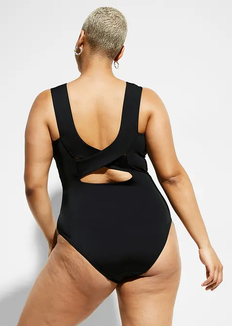 Stahovací jednodílné plavky s výstřihem do V, silný tvarující efekt, bonprix