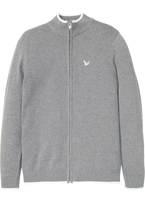 Svetr na zapínání z jemného úpletu s recyklovanou bavlnou, se stojáčkem, bonprix