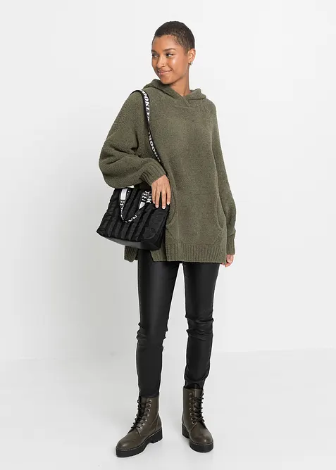 Svetr s kapucí, z medvídkového flísu, bonprix