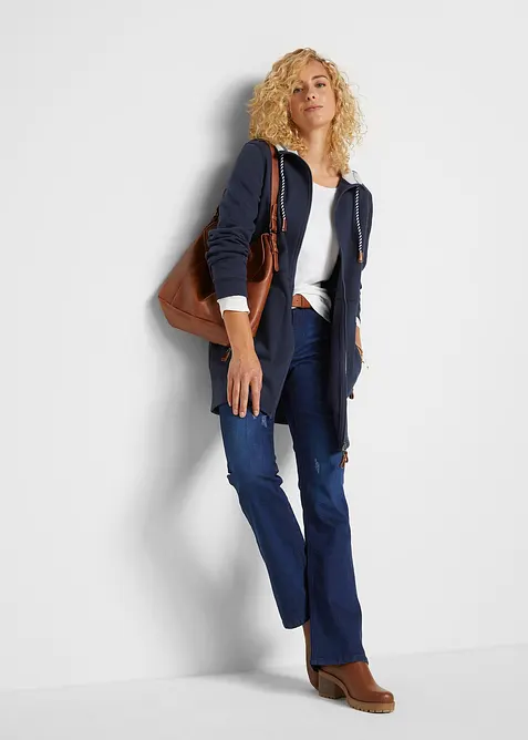 Dlouhá propínací mikina s kapucí, bonprix