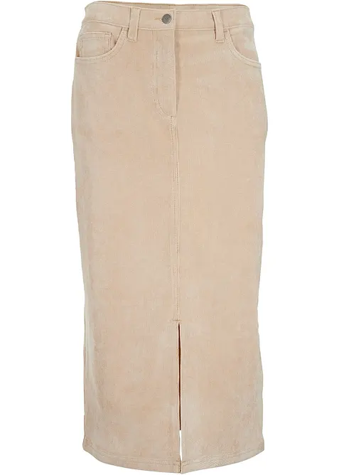 Strečová manšestrová sukně v délce midi, bonprix