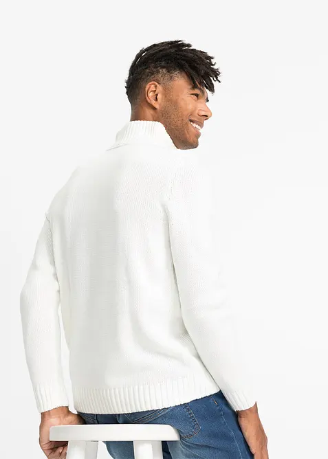 Svetr s l&iacute;mcem na zip a cop&aacute;nkov&yacute;m vzorem, ze silněj&scaron;&iacute; pleteniny, bonprix