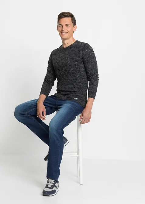 Mel&iacute;rovan&eacute; triko s dlouh&yacute;m ruk&aacute;vem, z bavlněn&eacute; směsi (3 ks v balen&iacute;), bonprix