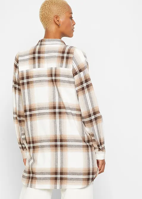 Dlouh&aacute; flanelov&aacute; ko&scaron;ile z čist&eacute; bavlny, bonprix