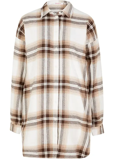 Dlouh&aacute; flanelov&aacute; ko&scaron;ile z čist&eacute; bavlny, bonprix