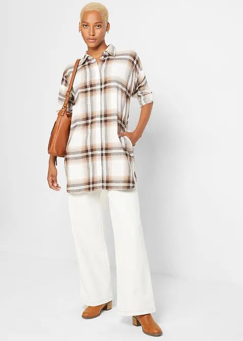 Dlouh&aacute; flanelov&aacute; ko&scaron;ile z čist&eacute; bavlny, bonprix