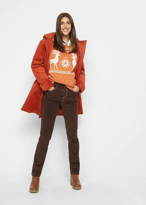 Strečové manšestrové kalhoty Slim Fit, bonprix