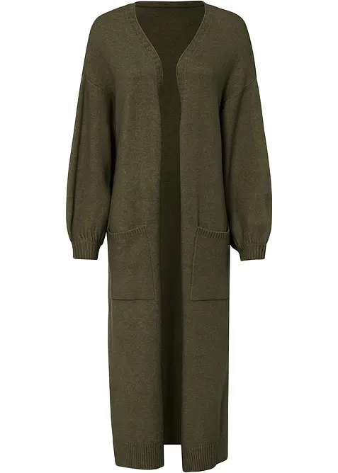 Oversize pletený kabátek v délce midi, bonprix