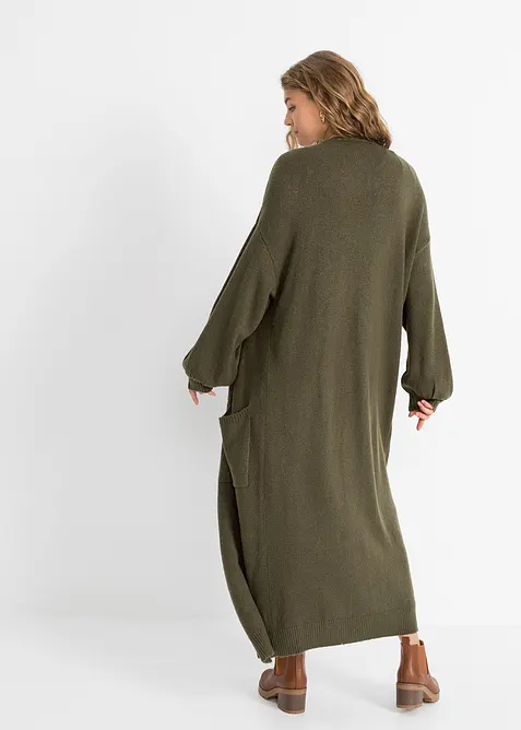 Oversize pleten&yacute; kab&aacute;tek v d&eacute;lce midi, bonprix
