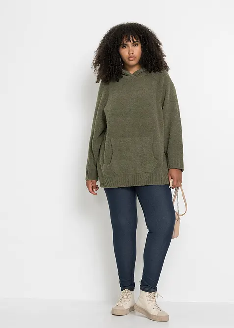 Svetr s kapuc&iacute;, z medv&iacute;dkov&eacute;ho fl&iacute;su, bonprix