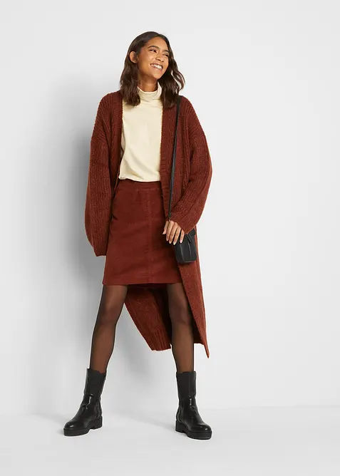 Strečová manšestrová sukně z bavlny s pohodlným pasem, bonprix