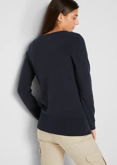 Z&aacute;kladn&iacute; jemně pleten&yacute; kab&aacute;tek s recyklovanou bavlnou, bonprix