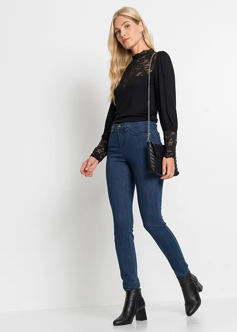 Triko s dlouh&yacute;m ruk&aacute;vem, z visk&oacute;zov&eacute; směsi, bonprix