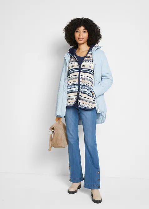 Flísová bunda s kapucí a norským vzorem, bonprix