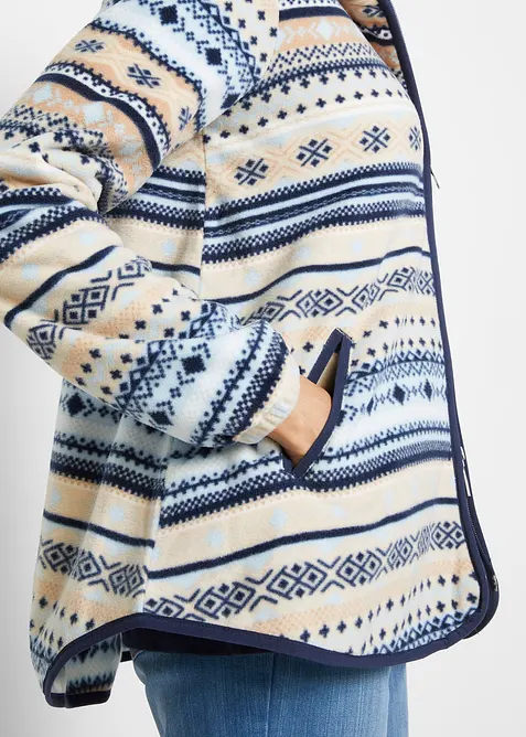 Flísová bunda s kapucí a norským vzorem, bonprix