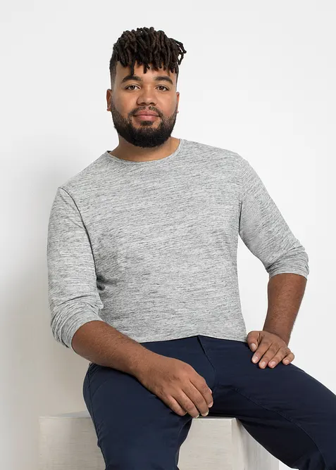 Melírované triko s dlouhým rukávem, z bavlněné směsi (3 ks v balení), bonprix