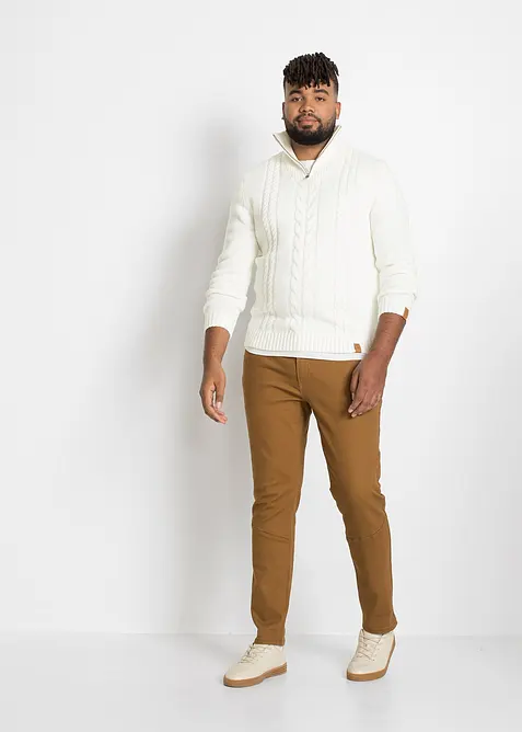 Svetr s l&iacute;mcem na zip a cop&aacute;nkov&yacute;m vzorem, ze silněj&scaron;&iacute; pleteniny, bonprix