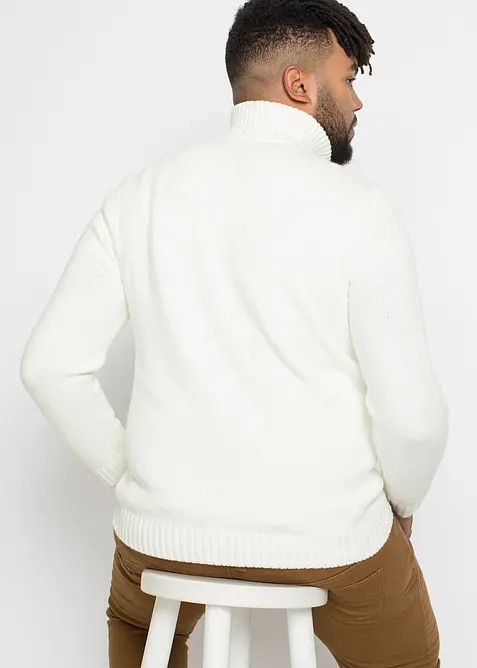 Svetr s l&iacute;mcem na zip a cop&aacute;nkov&yacute;m vzorem, ze silněj&scaron;&iacute; pleteniny, bonprix