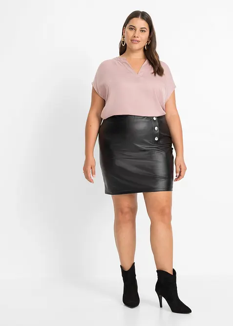 Voln&aacute; sat&eacute;nov&aacute; halenka se spadl&yacute;mi rameny, kr&aacute;tk&yacute; ruk&aacute;v, bonprix