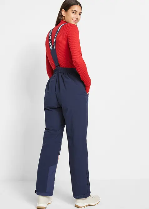 Funkční lyžařské termo kalhoty s odnímatelnými šlemi, vodě odolné, Straight, bonprix