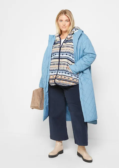 Fl&iacute;sov&aacute; bunda s kapuc&iacute; a norsk&yacute;m vzorem, bonprix