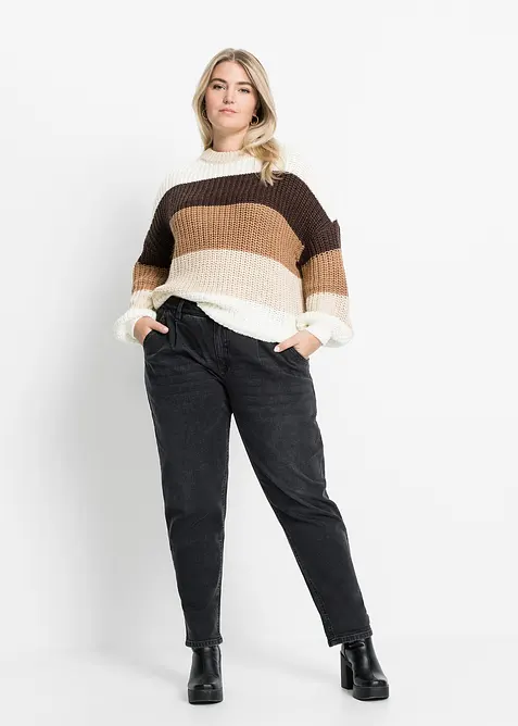 Strečov&eacute; dž&iacute;ny ve střihu Barrel, Mid Waist, bonprix