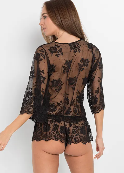 Top s dlouhým rukávem + bokové kalhotky (2dílná souprava), bonprix