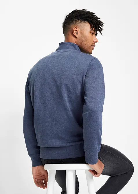 Mikina na zapínání se stojáčkem a s detaily z imitace kůže, bonprix