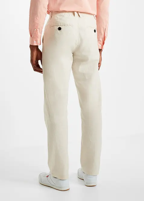 Kalhoty bez zap&iacute;n&aacute;n&iacute;, ze vzdu&scaron;n&eacute; směsi se lnem, Relaxed Fit, Straight, bonprix