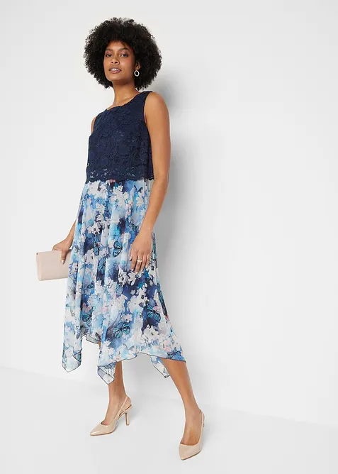 Šifonové šaty s jemnou krajkou, bonprix