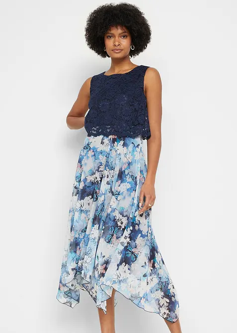 Šifonové šaty s jemnou krajkou, bonprix