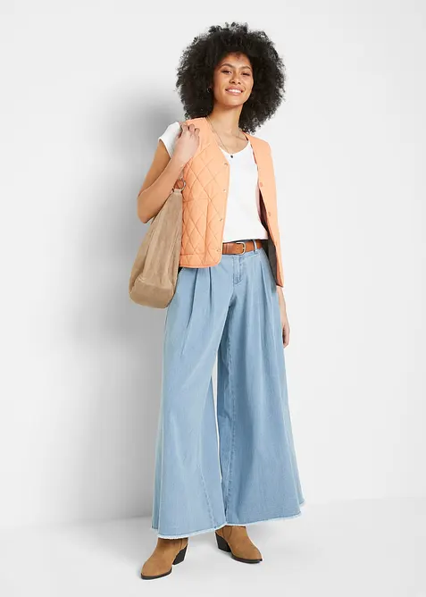 Kalhotová džínová sukně Wide Leg, bonprix