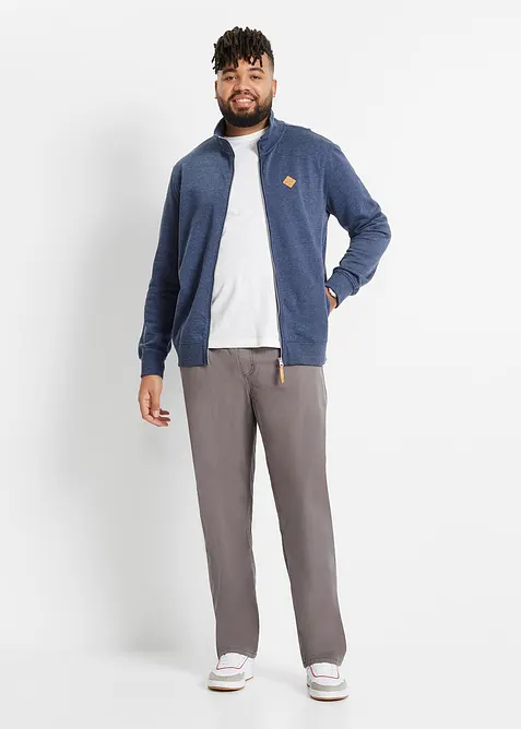 Mikina na zapínání se stojáčkem a s detaily z imitace kůže, bonprix