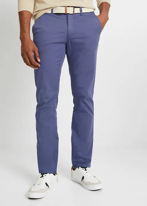 Chino kalhoty s pohodln&yacute;m pasem a opaskem, Regular Fit, Straight, bonprix