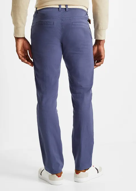 Chino kalhoty s pohodln&yacute;m pasem a opaskem, Regular Fit, Straight, bonprix