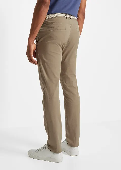 Chino kalhoty s pohodlným pasem a opaskem, Regular Fit, Straight, bonprix