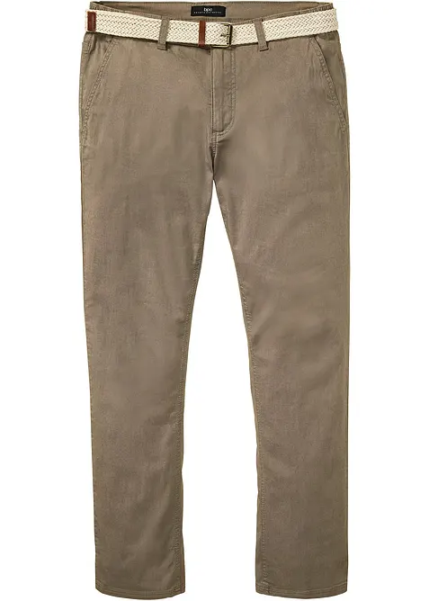 Chino kalhoty s pohodlným pasem a opaskem, Regular Fit, Straight, bonprix