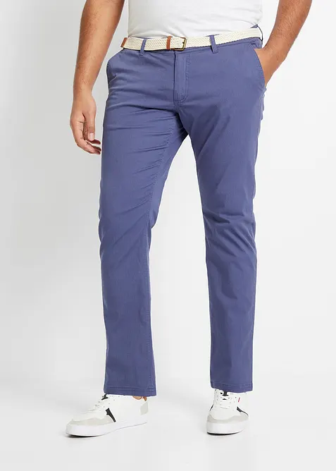 Chino kalhoty s pohodln&yacute;m pasem a opaskem, Regular Fit, Straight, bonprix