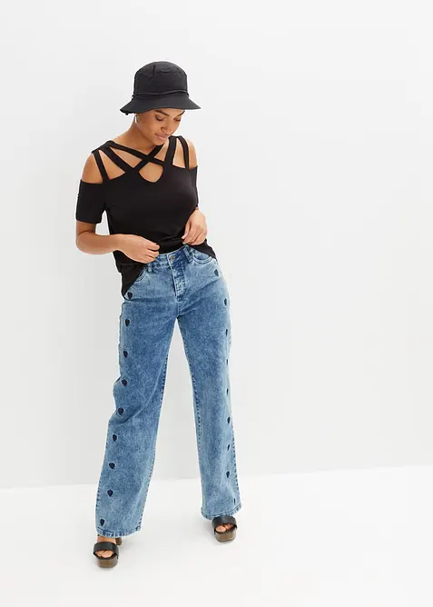 Tričko s průstřihy, z měkké viskózy, bonprix