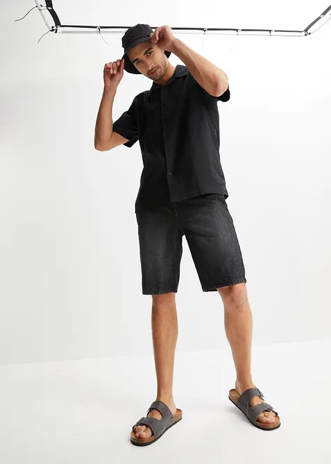 Košile s krátkým rukávem a podílem lnu, Loose Fit, bonprix