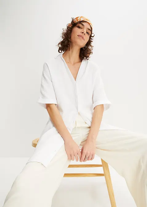 Dlouhá oversize halenka z bavlněného mušelínu, bonprix