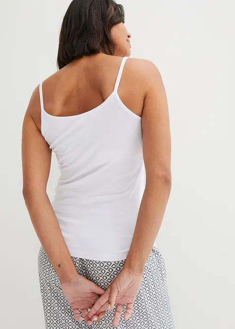 Top s &uacute;zk&yacute;mi ram&iacute;nky, z čist&eacute; organick&eacute; bavlny (2 ks v balen&iacute;), bonprix