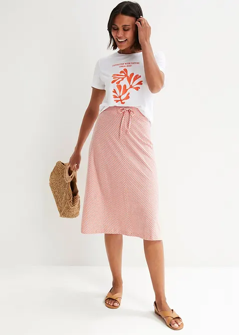 Žerzejová sukně s proužky, ke kolenům, bonprix